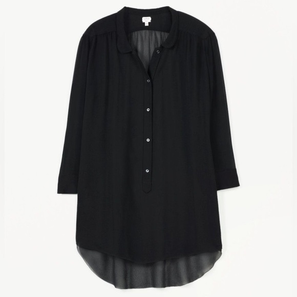 Aritzia Wilfred Blouse 3/4 Length Sleeve Black Button Front Collared Size XXS - Picture 15 of 15